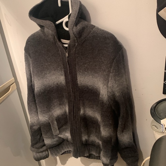 Incredible Nevada Grey Gradient Full Zip Sherpa Hoodie SZ Medium 🔥 - Picture 2 of 8